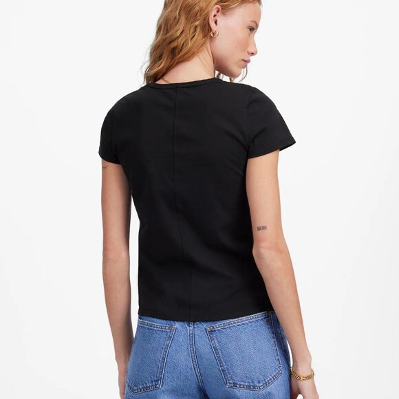Madewell Essential Slim Tee in Lightweight Cotton in Jet Black, Size Small - Picture 4 of 10